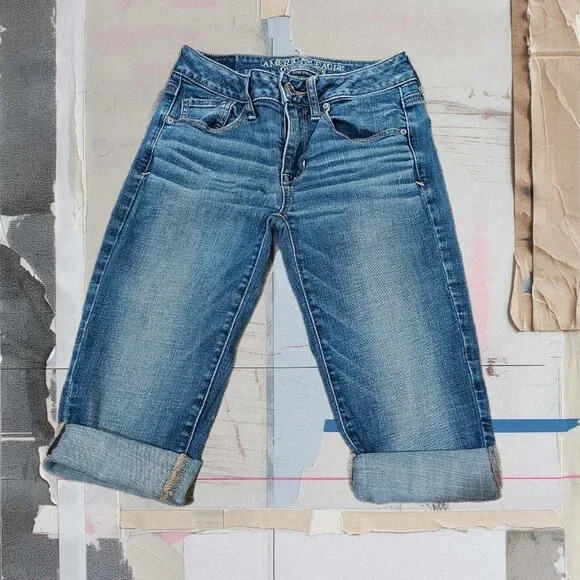 American Eagle Outfitters Super Stretch Skinny Jeans Custom Cut Off Farmgirl - Picture 1 of 8